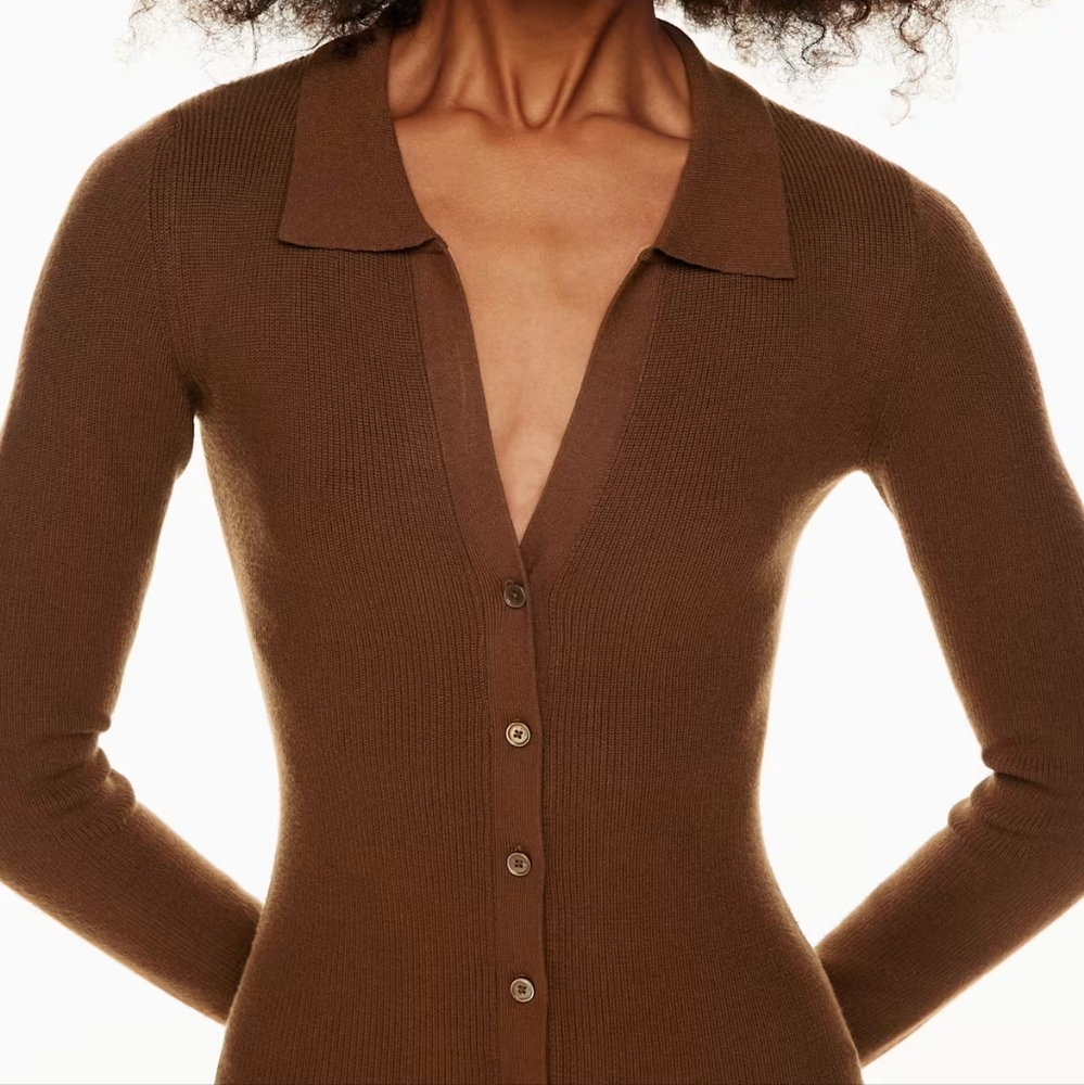 Wilfred Aritzia Cove Sweater Dress Womens Size Large Long Sleeve Collared Fall - Picture 3 of 16
